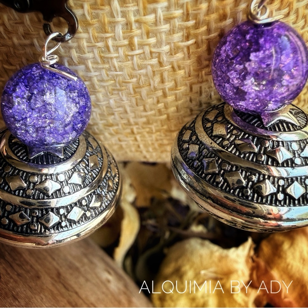 Big Statement Silver Textured Bubbles And Purple … - image 2